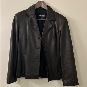 Giorgio Armani Dark Brown Leather Blazer